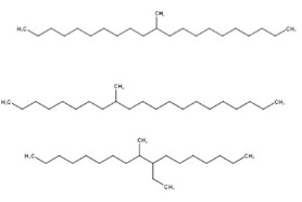 Representative structure of 1-dodecene dimer with 1-decene, hydrogenated.